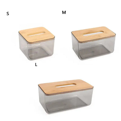 Bambus hölzerne Abdeckung Plastik Tissue Box Papierhalter Dispenser Home Storage Case
